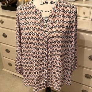 NYDJ Women's Blouse - Pink and Grey Pattern